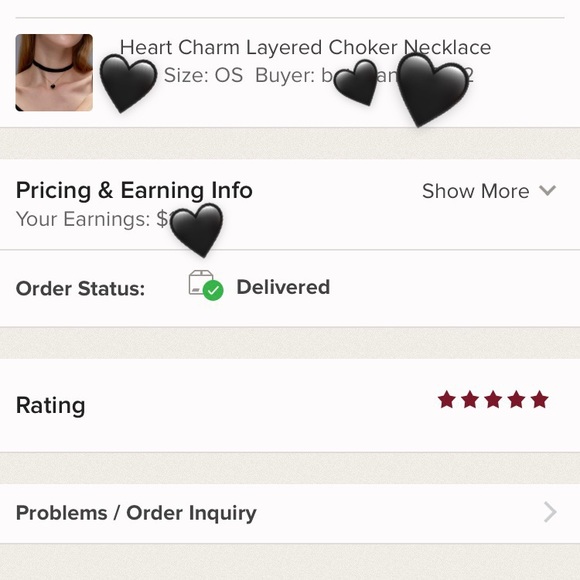 Velvet Heart Charm Layered Choker Necklace (black) - Picture 7 of 8